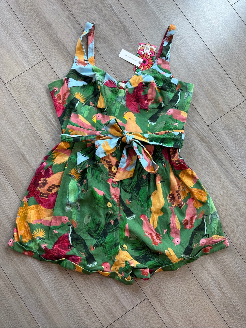 Farm Rio Floral Bird Print Romper NWT - Picture 4 of 7